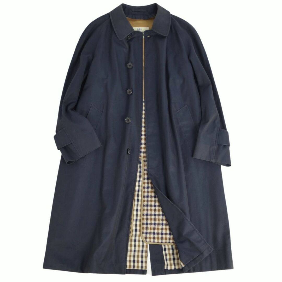 アクアスキュータム Aquascutum コート ステンカラーコート バルマカーンコート ライナー付き 英国製 アウター メンズ 8F(M相当)  ネイビー