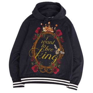 ドルチェアンドガッバーナ(DOLCE&GABBANA)の美品 ドルチェ&ガッバーナ DOLCE&GABBANA パーカー フーディー プルオーバー コットン トップス メンズ イタリア製 48(M相当) ブラック(パーカー)