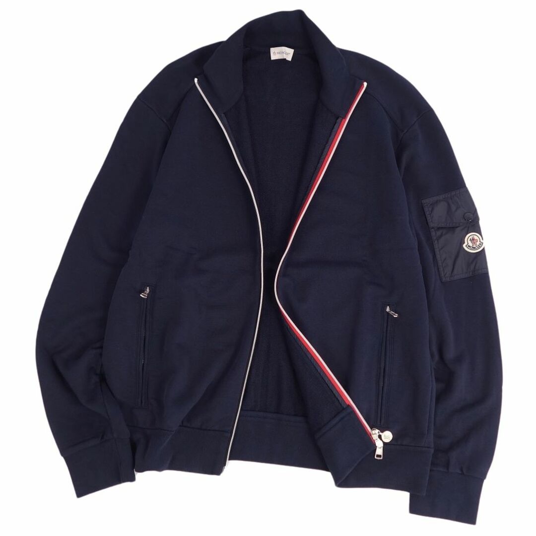 美品 モンクレール MONCLER ジャケット スウェット ドライバーズ ジップアップ 袖ポケット コットン アウター メンズ XL ネイビー