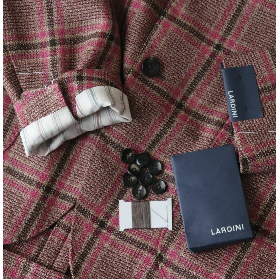 LARDINI - 新品【ラルディーニ】ウールリネン2Bチェック柄ジャケット46