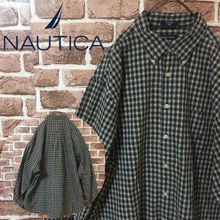 ノーティカ(NAUTICA)の【2XL】ノーティカ☆刺繍ロゴ　オーバーサイズ　チェックシャツ　ボタンダウン(シャツ)