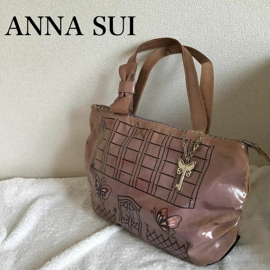 ANNA SUI(アナスイ)の激レア✨ANNA SUIアナスイ セミショルダーバッグ/トートバッグ パープル紫 レディースのバッグ(ショルダーバッグ)の商品写真