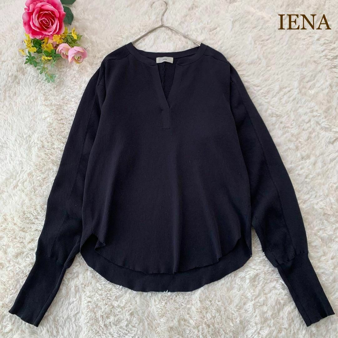 イエナ IENA ヘンリーネック ニット プルオーバー リブニット 今期 紺色