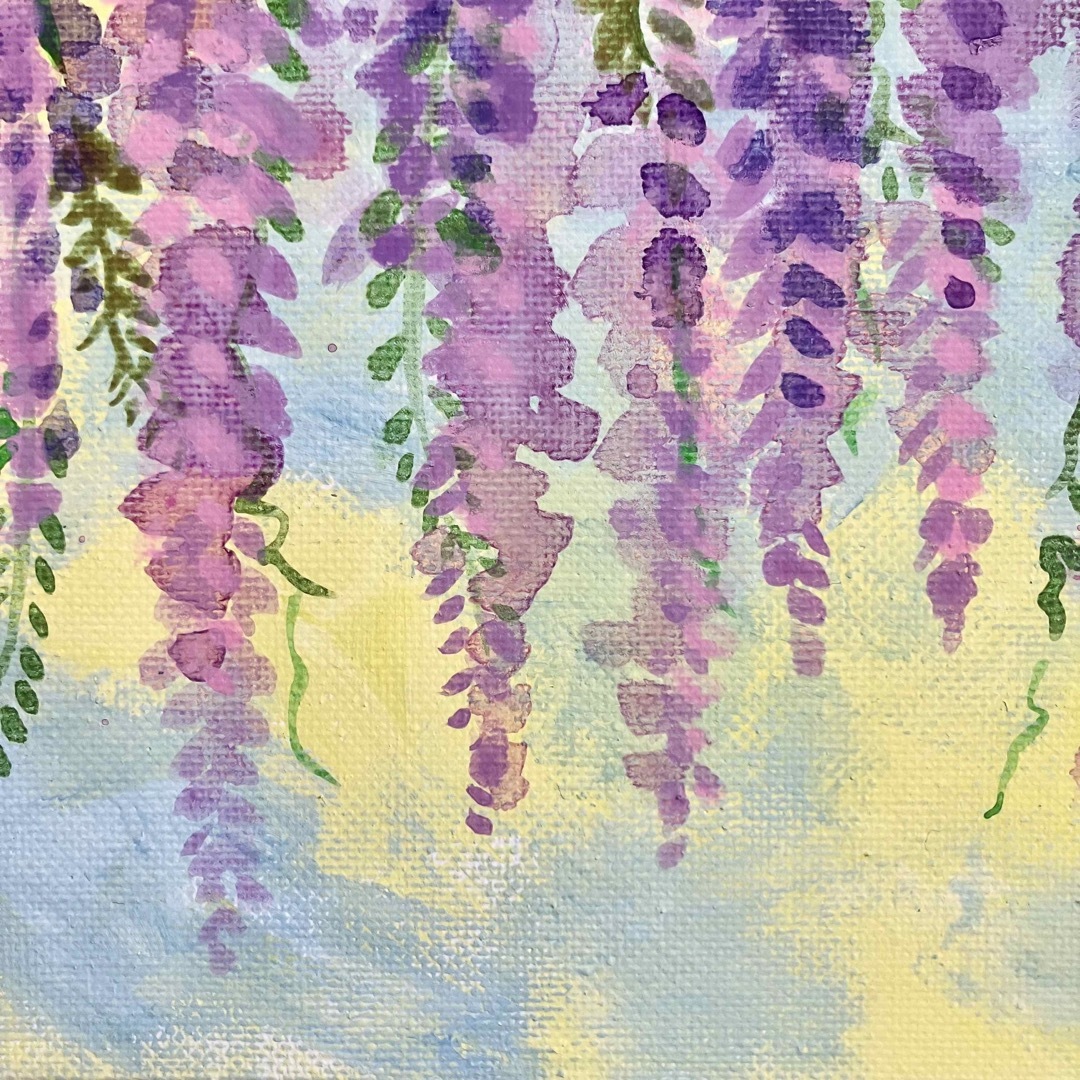 藤の花*絵画 原画 3号 キャンバス アクリル画の通販 by wishi 藤の花*絵画 原画 3号 キャンバス アクリル画の通販 by wishi