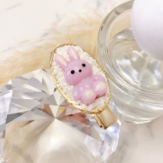 アニマルヘアクリップ うさぎb ハンドメイド(ミニチュア)