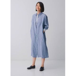 ムジルシリョウヒン(MUJI (無印良品))の無印良品　長そでリネンシャツワンピ(ひざ丈ワンピース)