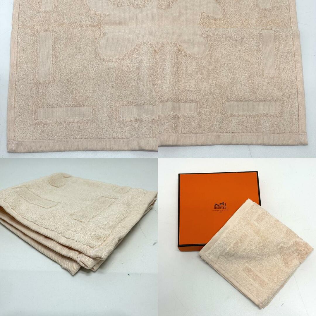 エルメス HERMES ロゴ 馬 ハンドタオル タオル コットン ベージュ 新品