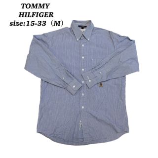 トミーヒルフィガー(TOMMY HILFIGER)の【TOMMY HILFIGER】古着 ストライプシャツ ブルー シャツ M 長袖(シャツ)