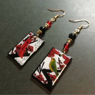 【和風】花札ピアス（イヤリング）（梅）【着物】【袴】【和風】(ピアス)