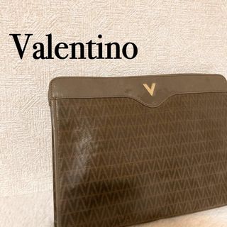 マリオバレンチノ(MARIO VALENTINO)の美品✨Mario Valentino バレンチノ クラッチバッグ ブラウン/茶(クラッチバッグ)