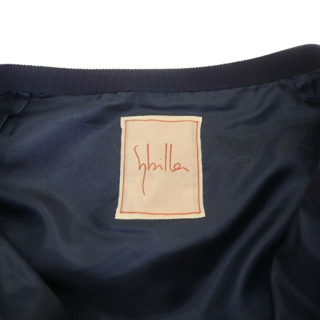 Sybilla(シビラ)のシビラ SYBILLA 台形スカート ひざ丈 フリル M 紺 ネイビー レディースのスカート(ひざ丈スカート)の商品写真