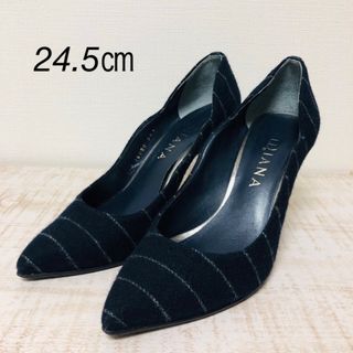 ダイアナ(DIANA)のDIANA 極細ストライプ柄パンプス 24.5㎝(ハイヒール/パンプス)