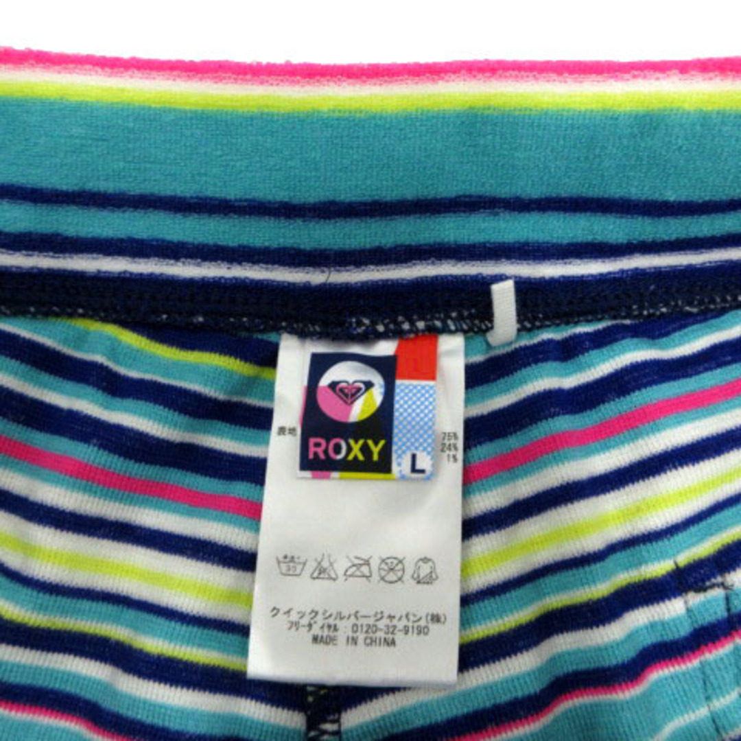 Roxy(ロキシー)のロキシー ROXY ショートパンツ パイル地 ロゴ刺繍 マルチボーダー L レディースのパンツ(ショートパンツ)の商品写真