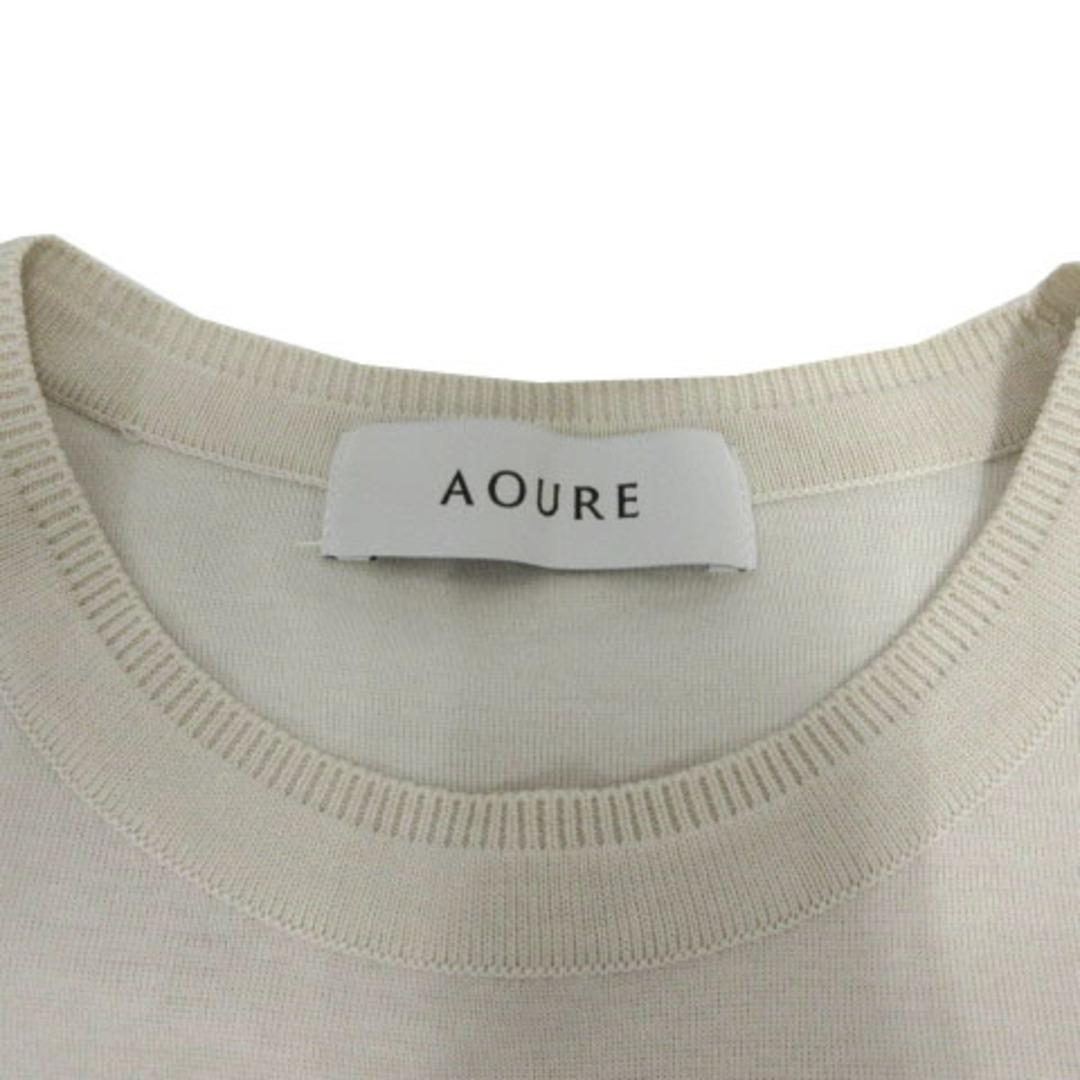 アウール AOURE Tシャツ ニット 丸首 半袖 コットン ベージュ系 S 6