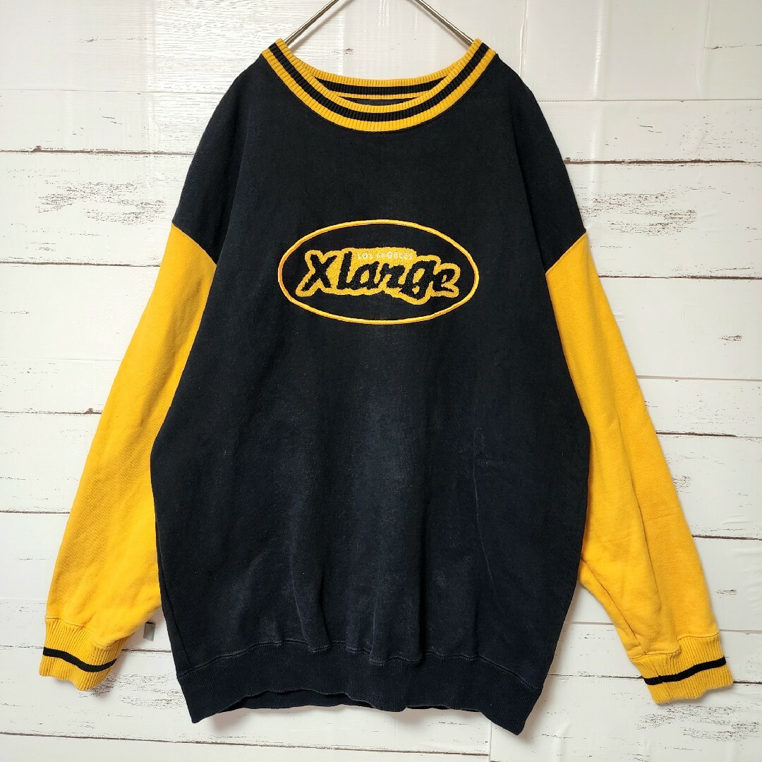 【希少XL】エクストララージ XLARGE★スウェット デカロゴブラック パイル