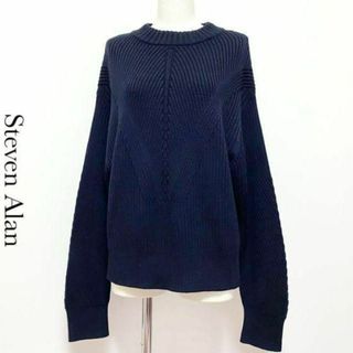 スティーブンアラン(steven alan)のSteven Alan クルーネック ウール ニット プルオーバー ネイビー 紺(ニット/セーター)