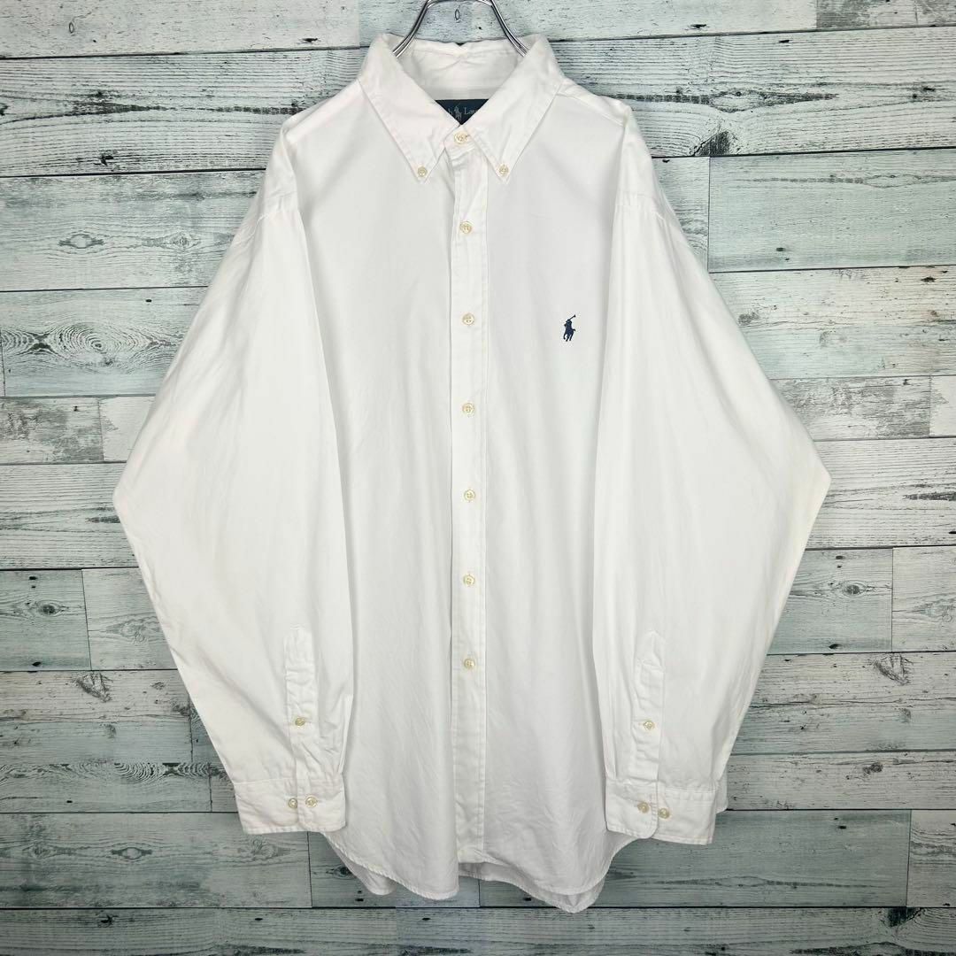 【希少‼︎】ラルフローレン 刺繍ロゴ 長袖 BDシャツ ホワイト 美品
