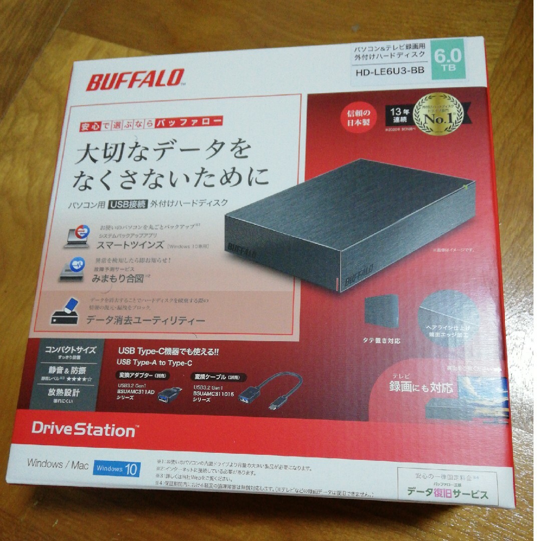 新品 6TB 外付けHDD BUFFALO HD-LE6U3-BB
