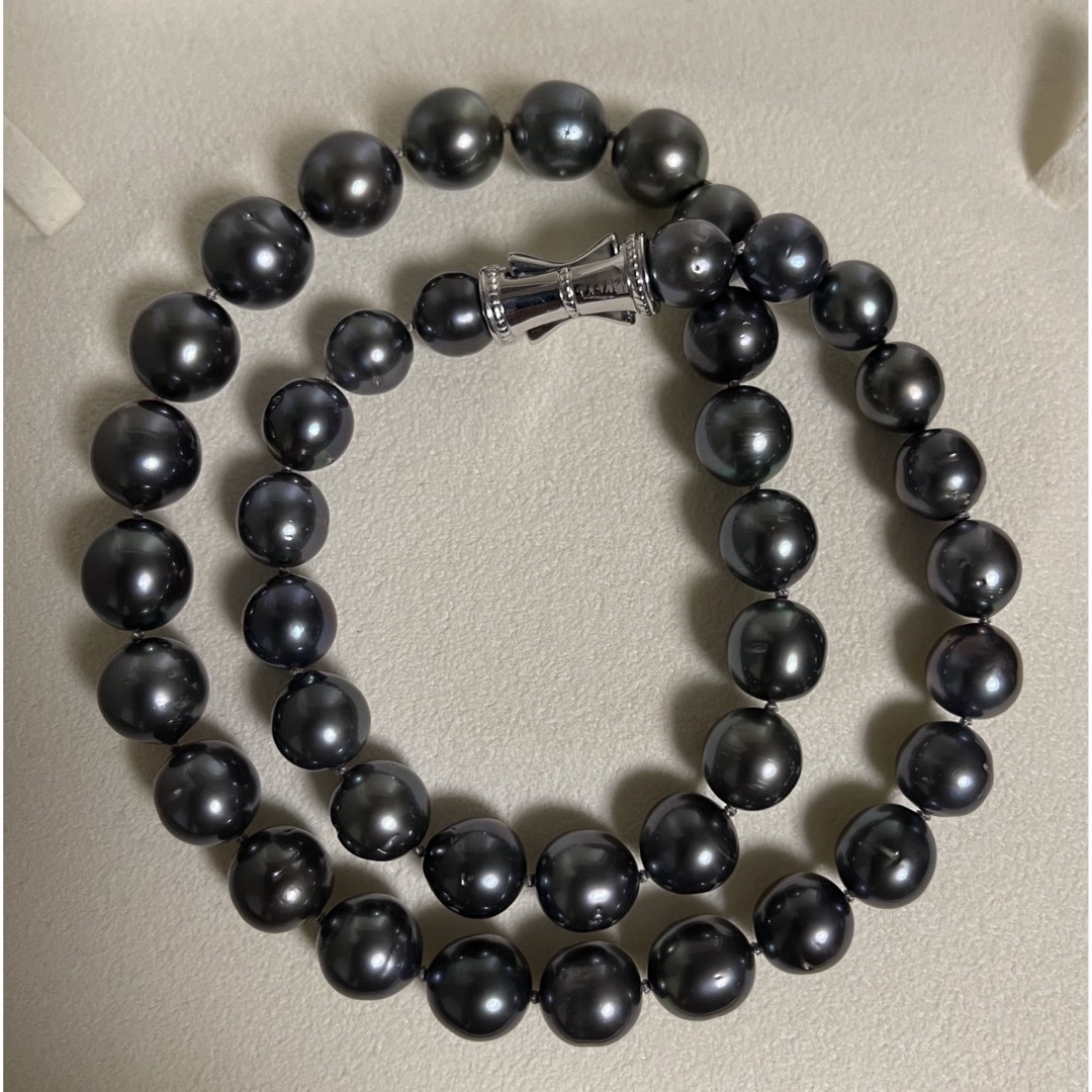 【美品】Tasaki9.1-11.7mm黒蝶ネックレス48cmシルバー 1