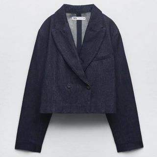 ザラ(ZARA)の元値11000円　2023 ZARA クロップドデニムブレザー&プリーツスカート(テーラードジャケット)