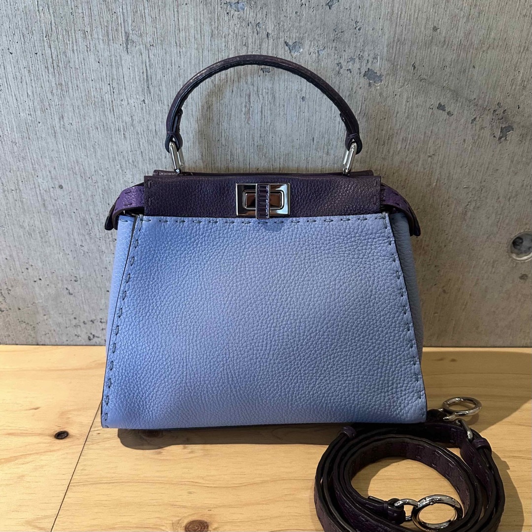 ショルダーバッグFENDI　ピーカブー　ミニ　パーソナルオーダー　ビジュー　ブルー　ショルダー