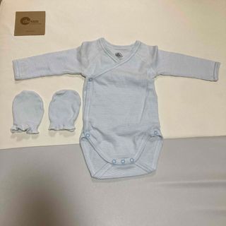 プチバトー(PETIT BATEAU)のプチバトー　肌着60 ミトン　水色(肌着/下着)