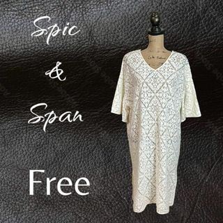 スピックアンドスパン(Spick & Span)の美品✨【spick&span】総レースワンピース　透け感　レーヤード　アイボリー(ロングワンピース/マキシワンピース)