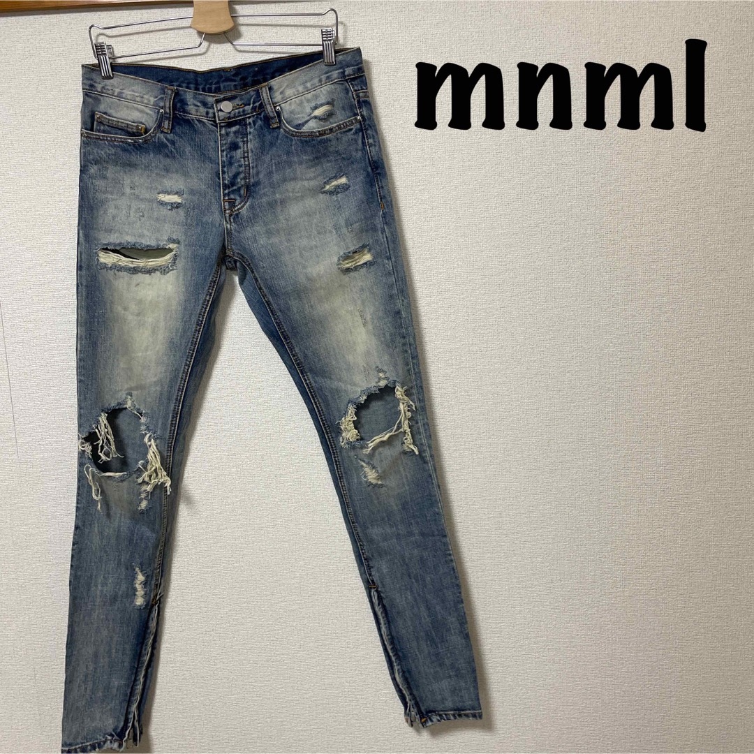 mnml ミニマル クラッシュデニムパンツ メンズ スキニー スリム ストレッチ