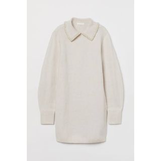 エイチアンドエム(H&M)のH&M パール ビジュー ニットワンピース(ひざ丈ワンピース)