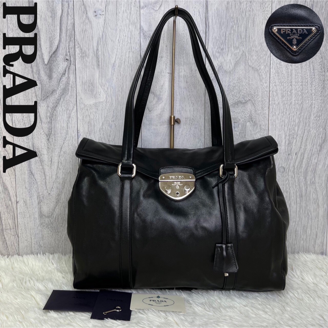 ☆PRADA☆A4収納可能 PC収納☆大容量☆レザー ナイロン ショルダーバッグ-