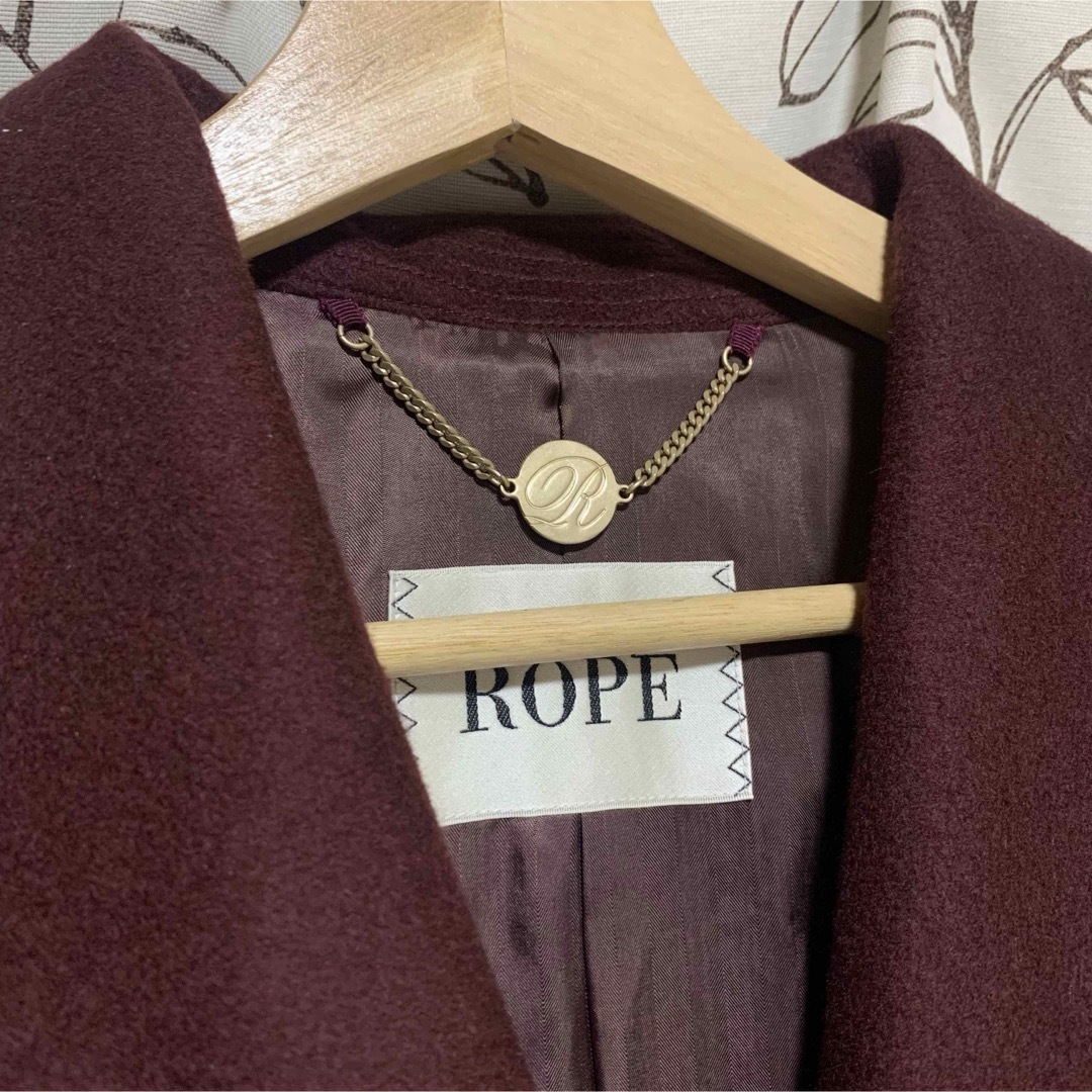 ROPE　ロングコート　カシミヤ混　ベルテッド　Aライン　フード付　ベージュ