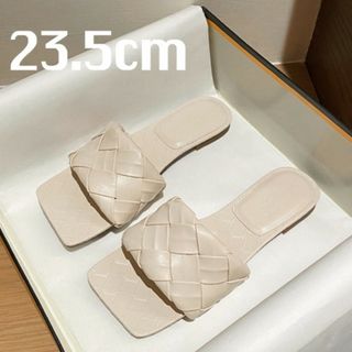 メッシュ 編み込み フラットサンダル 白 37 レディース 韓国 安い(サンダル)