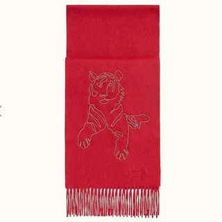 極美品▼2021年12月購入 HERMES エルメス Hロボットパッチ/ワッペン ロゴ刺繍入 カシミヤ100% フリンジ マフラー ネイビー イギリス製 箱付