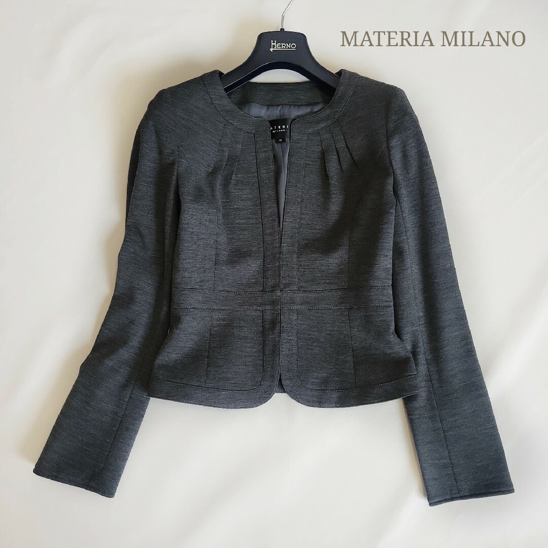 MATERIA - マテリアミラノ ノーカラージャケット 38 M ノーカラー 入学