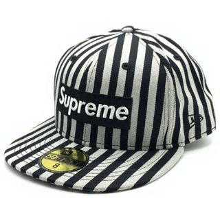 シュプリーム(Supreme)のSUPREME シュプリーム 13AW Striped Box Logo New Era 59FIFTY ストライプ ボックスロゴ ニューエラキャップ ブラック グレー Size 8 (63.5cm)(キャップ)