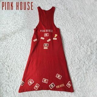 ピンクハウス(PINK HOUSE)のピンクハウス　PINKHOUSE ワンピース　パッチワーク　花柄　レッド(ロングワンピース/マキシワンピース)