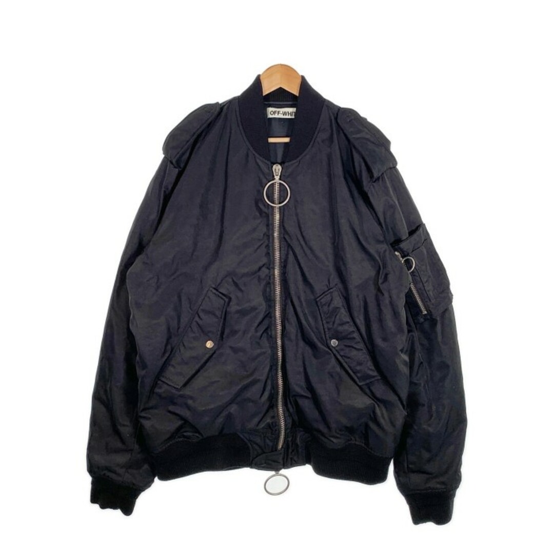 OFF-WHITE オフホワイト 16AW Bomber Jacket MA-1 ボンバージャケット バックプリント ブラック Size XL |  フリマアプリ ラクマ