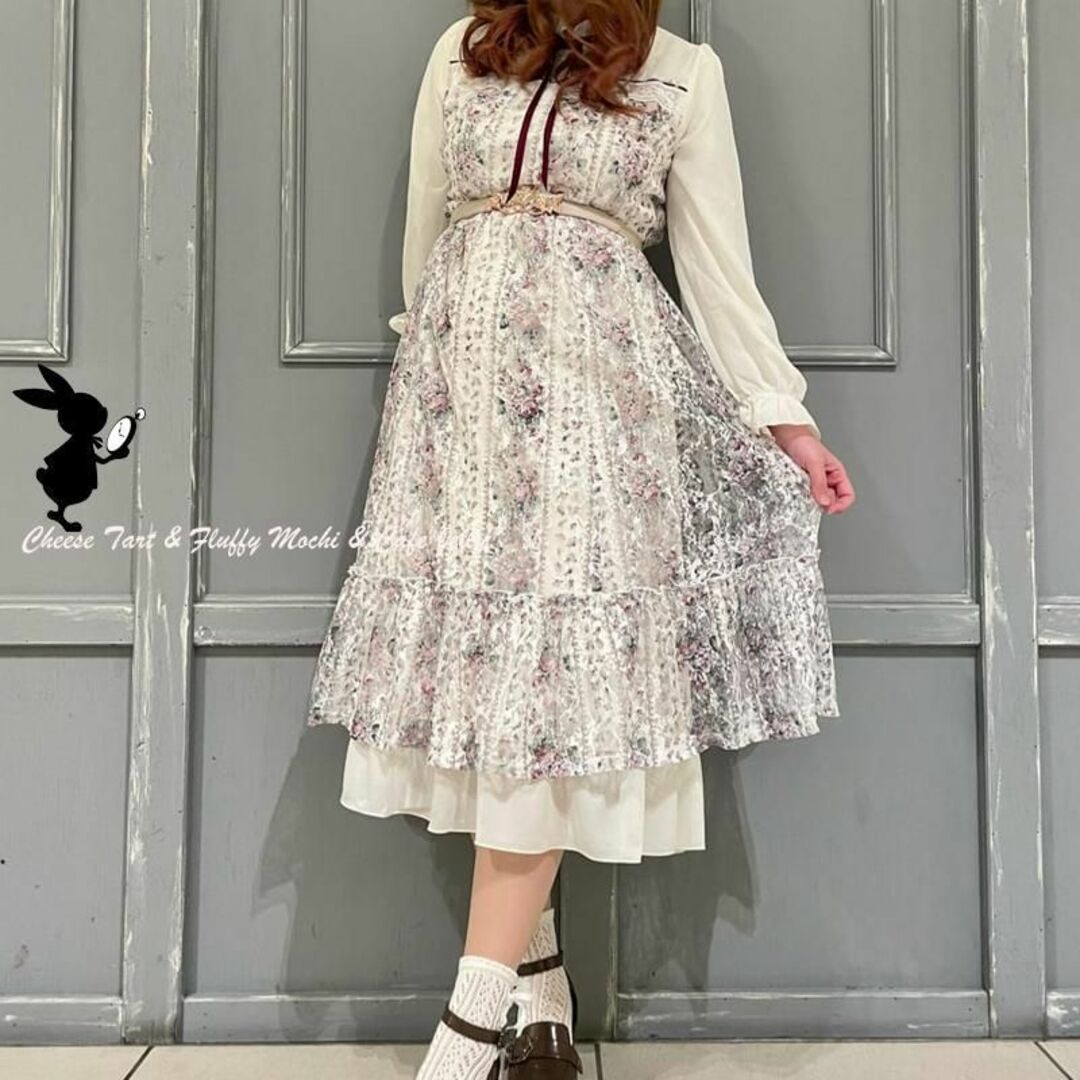 axes femme - ※ axes femme フラワープリントレースワンピース ピンク