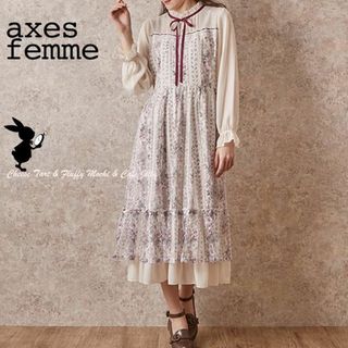 アクシーズファム(axes femme)の※ axes femme フラワープリントレースワンピース ピンク(ロングワンピース/マキシワンピース)