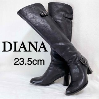 ダイアナ(DIANA)のダイアナ ロングブーツ バックジップ ベルト レザー レディース ラウンドトゥ(ブーツ)