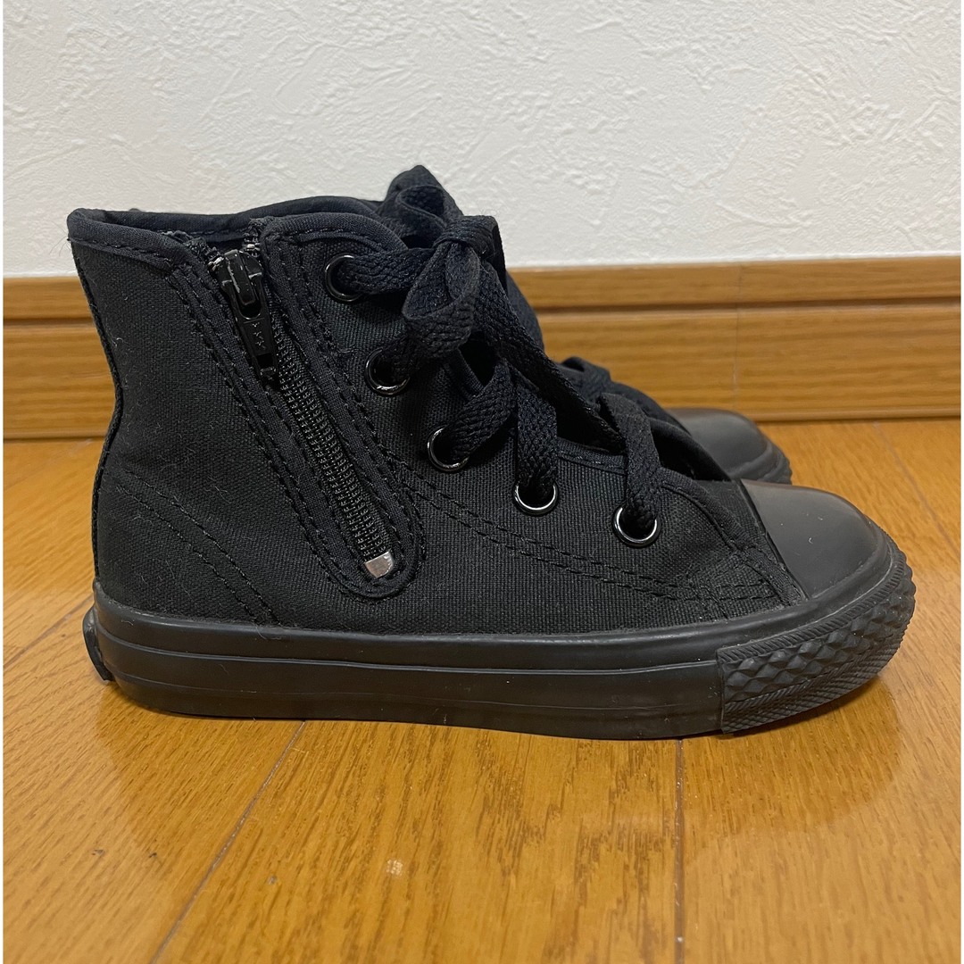 ALL STAR（CONVERSE）(オールスター)の美品 コンバース 16㌢ オールスター ハイカット 黒 ブラック ファスナー キッズ/ベビー/マタニティのキッズ靴/シューズ(15cm~)(スニーカー)の商品写真