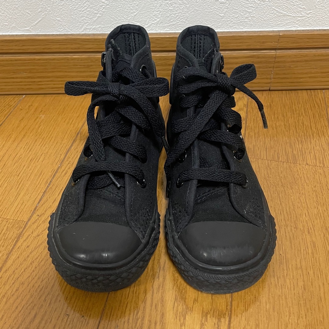 ALL STAR（CONVERSE）(オールスター)の美品 コンバース 16㌢ オールスター ハイカット 黒 ブラック ファスナー キッズ/ベビー/マタニティのキッズ靴/シューズ(15cm~)(スニーカー)の商品写真