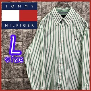 トミーヒルフィガー(TOMMY HILFIGER)のトミーヒルフィガー ボタンダウン 長袖シャツ ストライプ 刺繍 ワンポイント(シャツ)