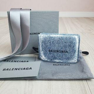 バレンシアガ BALENCIAGA 三つ折り財布 レザー シルバー×ブラック×ホワイト ユニセックス 送料無料 a0019