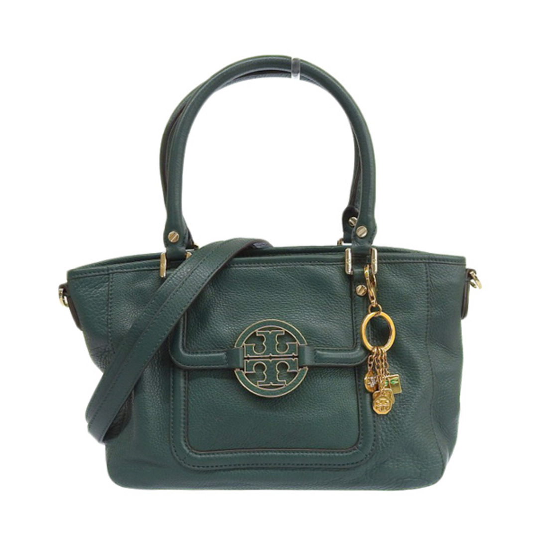 TORY BURCH トリーバーチ レザー 2WAY ハンドバッグ - グリーン gy ...