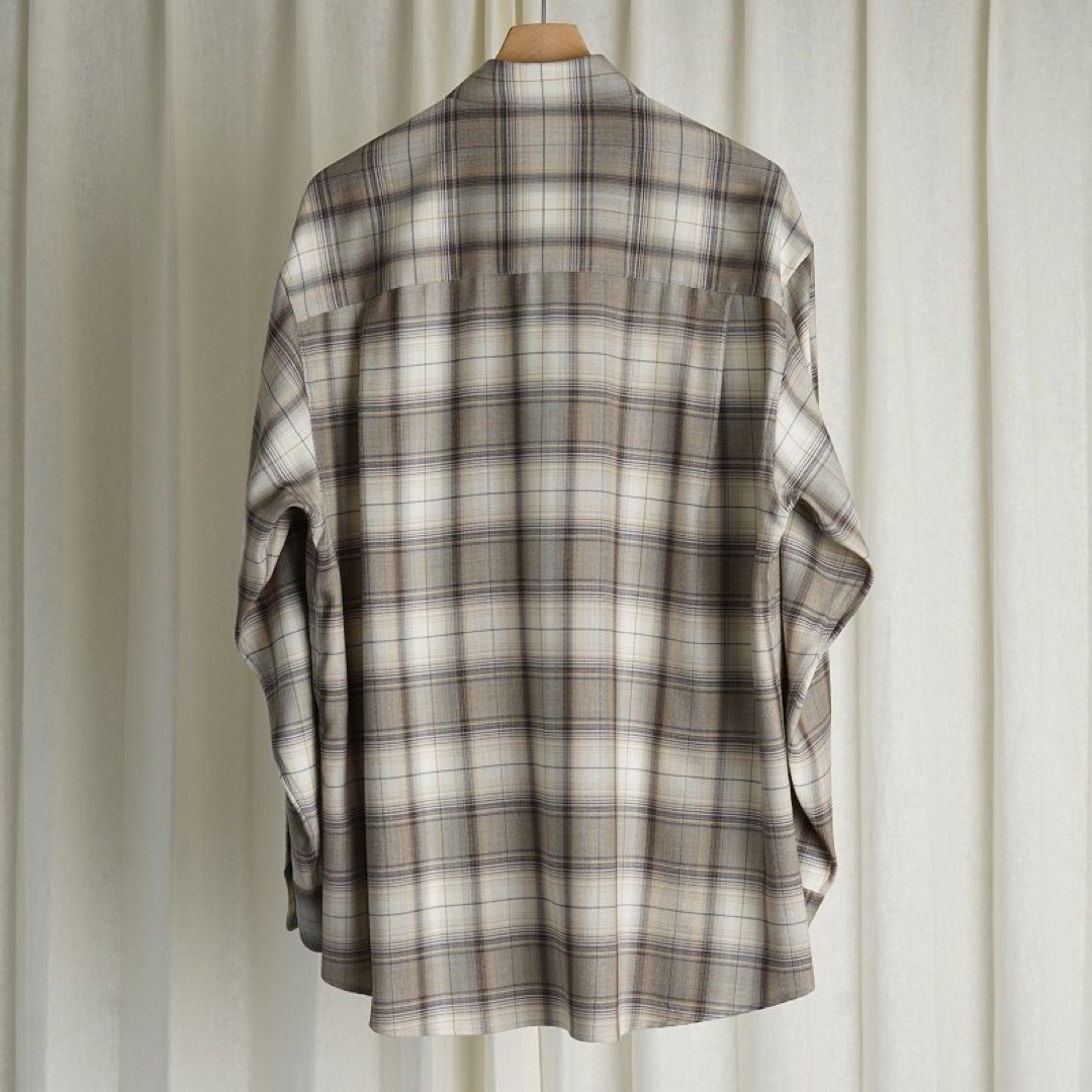 AURALEE SUPER LIGHT WOOL CHECK SHIRT