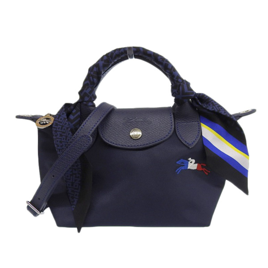 LONGCHAMP ロンシャン ル プリアージュ トレ パリ ナイロン トップハンドルバッグXS ツイリー付 2WAY ショルダーバッグ - ネイビー gy