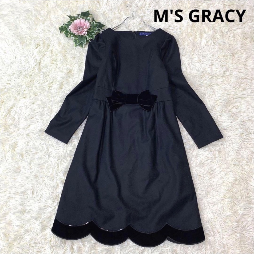 M´S GRACY - 504.エムズグレイシー：M ワンピース スカラップ ベロア ...