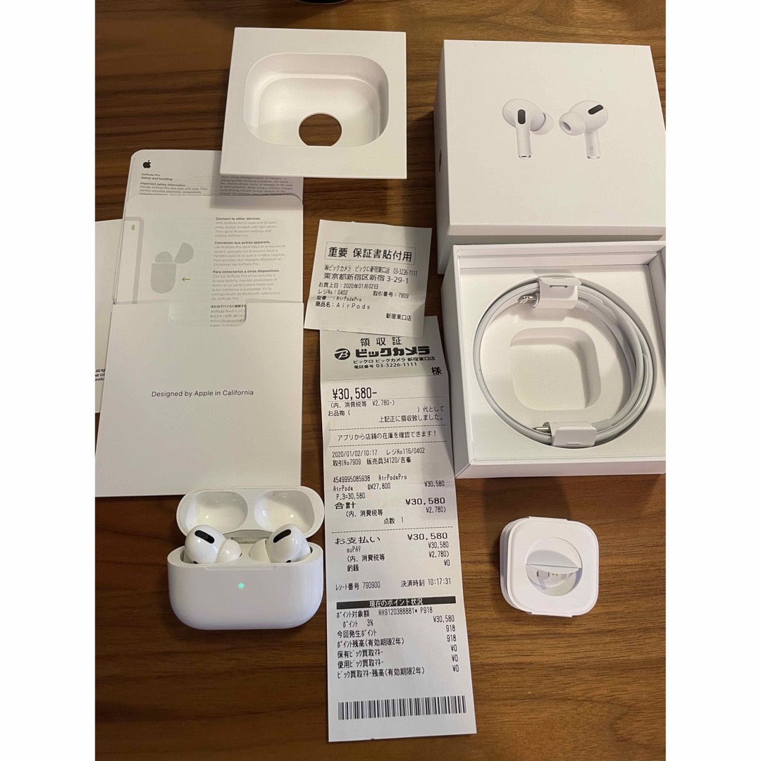 オーディオ機器airpods 第一世代 付属品すべて有り レシート有り