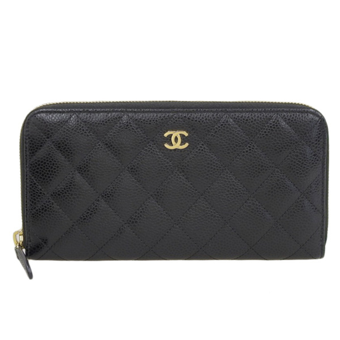 CHANEL/シャネル キャビアスキン ラウンドファスナー